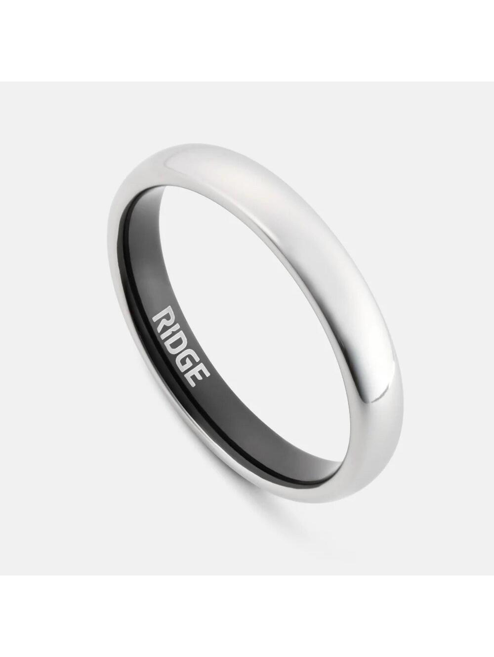 Ridge 4mm Rounded Wedding Band Platinum Tungsten Ring Size 8.5 Comfort Fit New